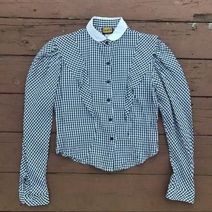 Vintage 70s Langtry Checkered Blouse